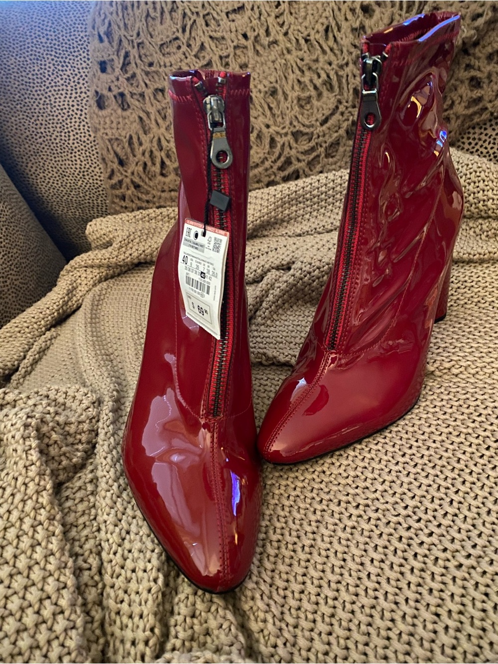 Zara red patent booties 40 9 NEW NWT
